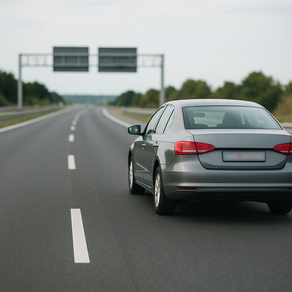 Auto auf einer Autobahn in Mitteleuropa